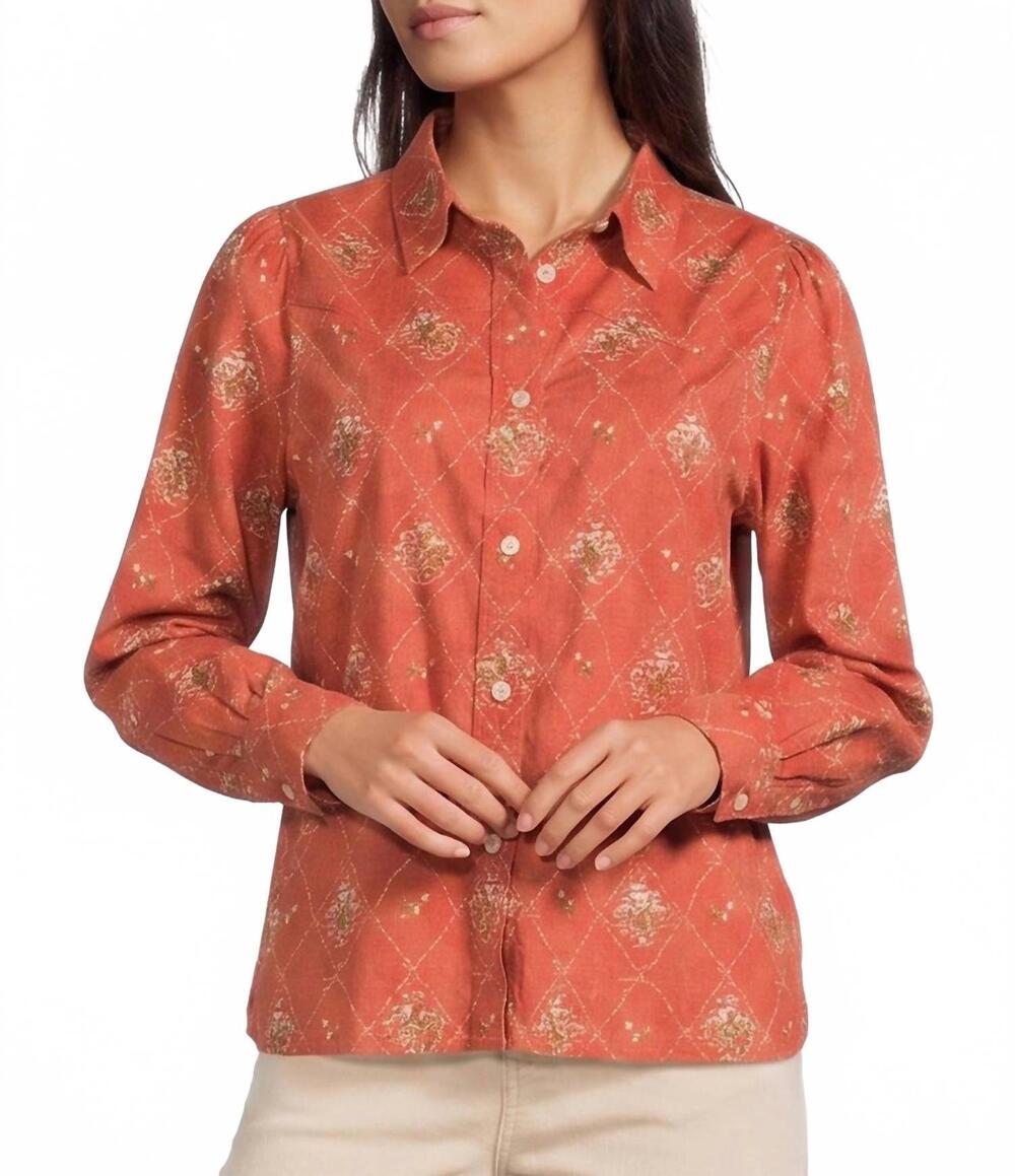 NEW PENDLETON winona puff sleeve shirt in red